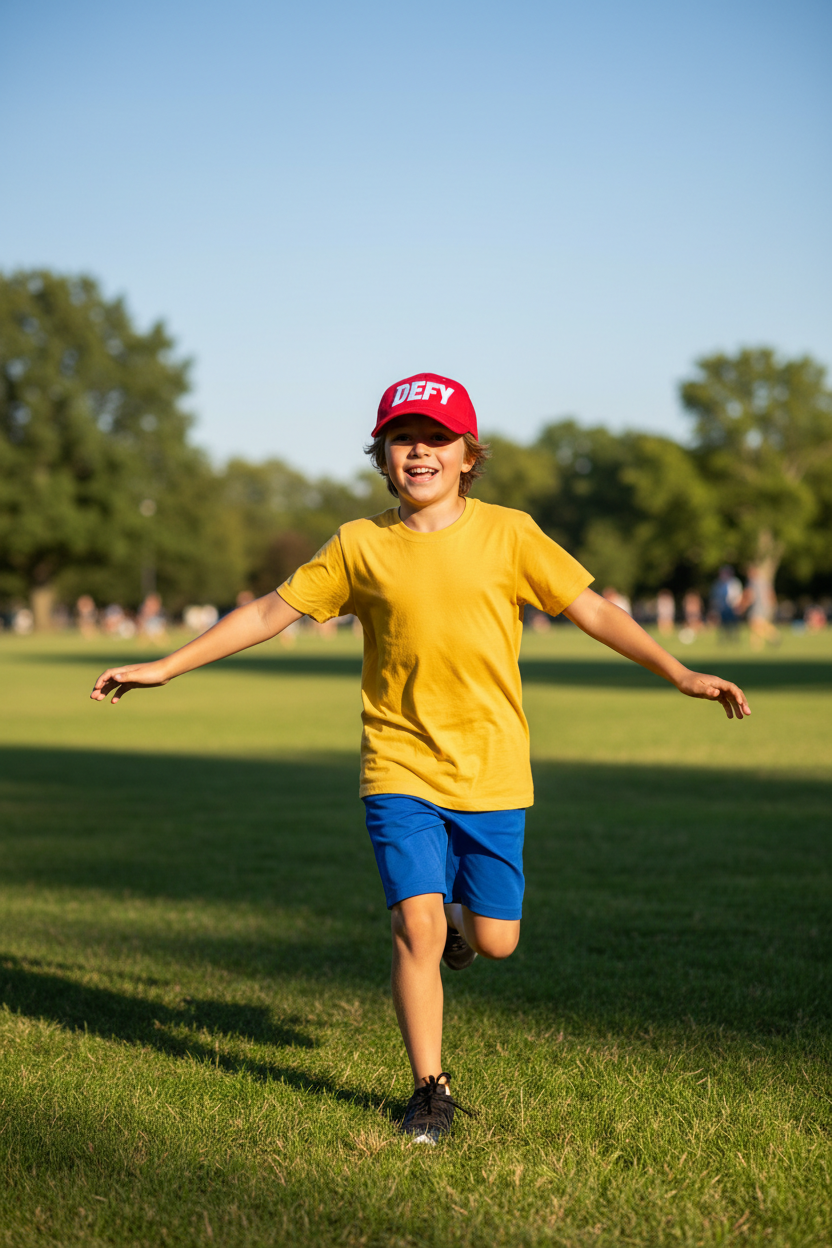 Boy Playing in Park Clean Clothes