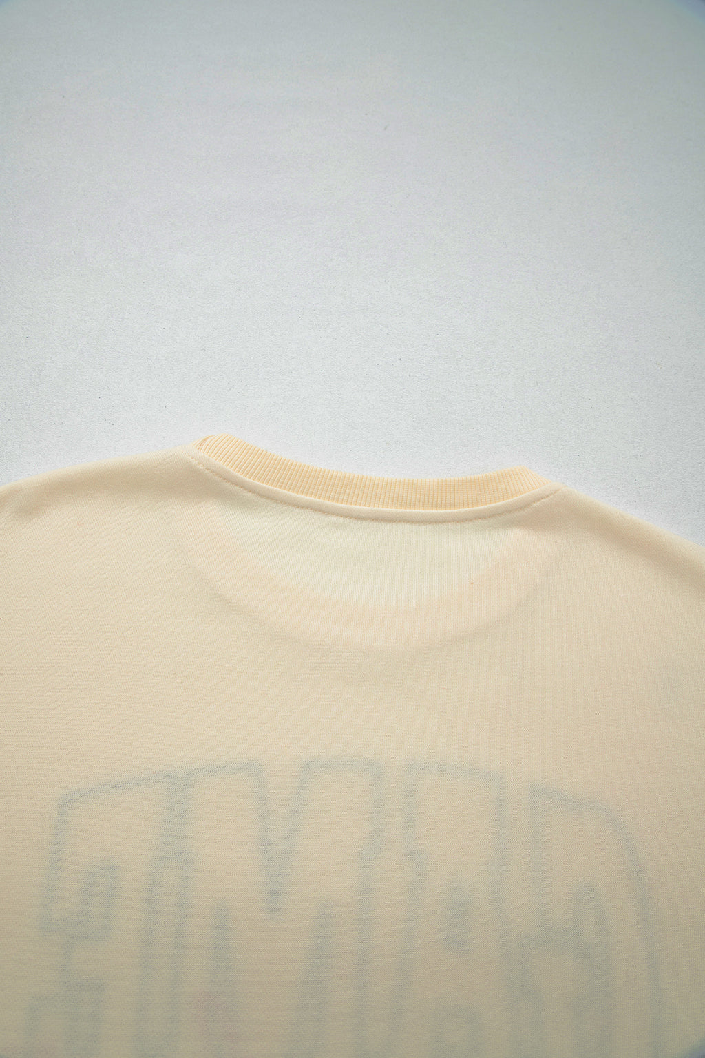 Beige Game Day Crewneck Long Sleeve Pullover Athleisure Short Sets