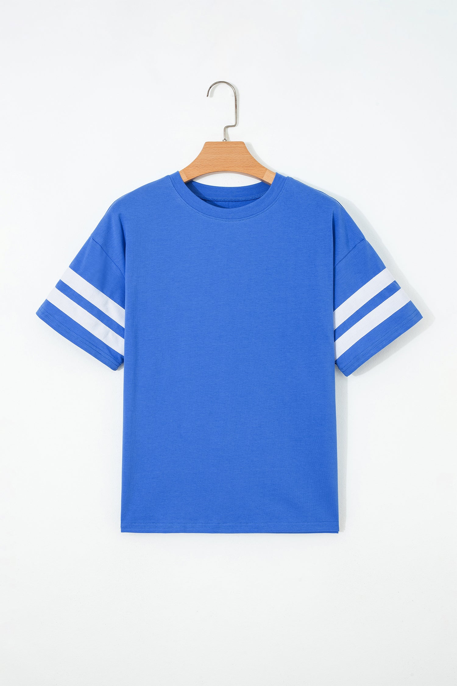 Black Varsity Striped Short Sleeve Crew Neck T Shirt