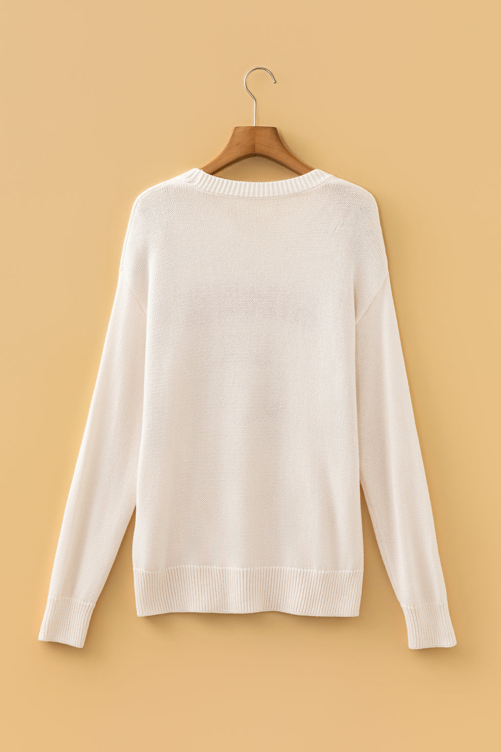 Beige Go Team Football Drop Shoulder Knit Top Sweater