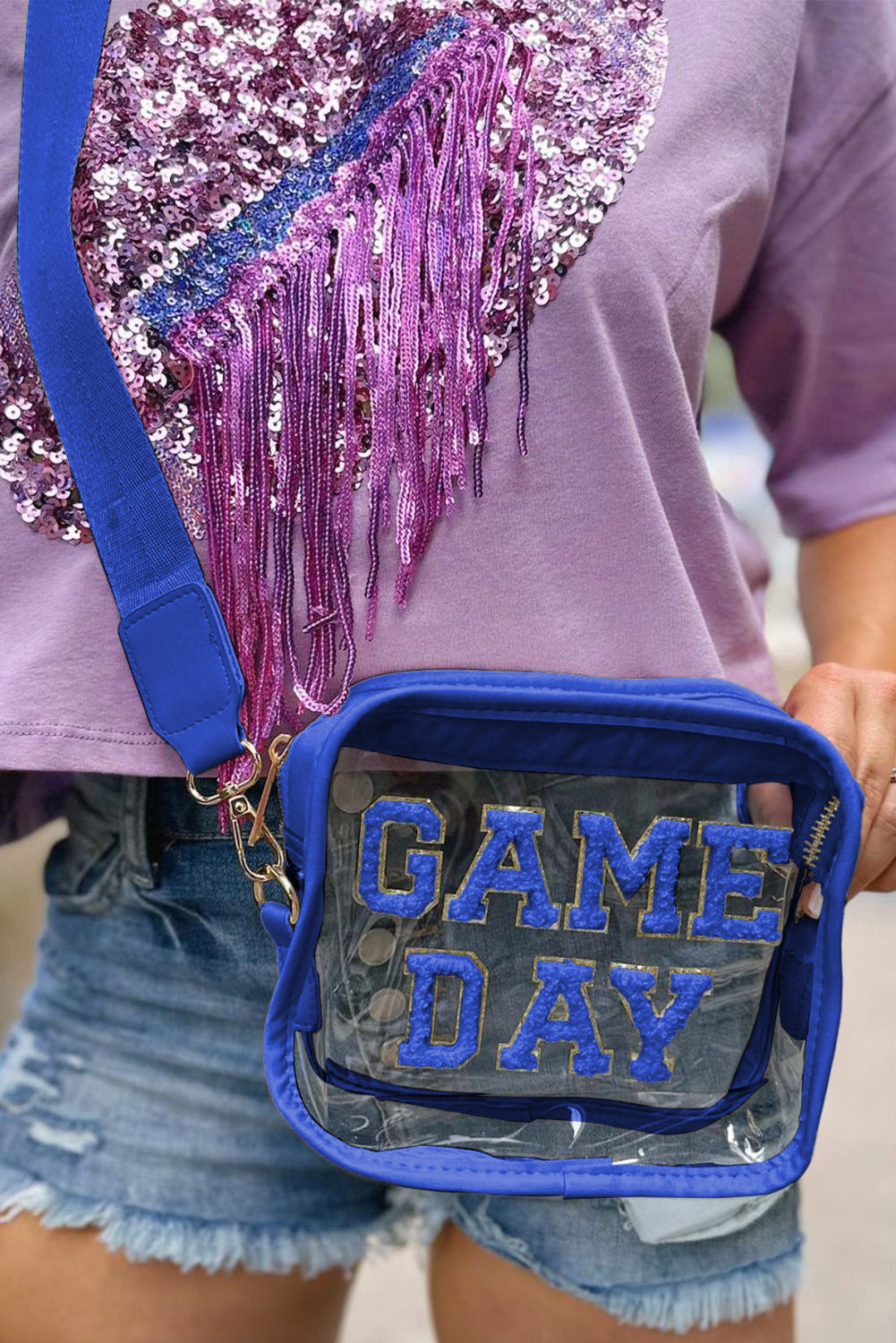 Fiery Red Clear PVC GAME DAY Summer Fashion Single Shoulder Bag