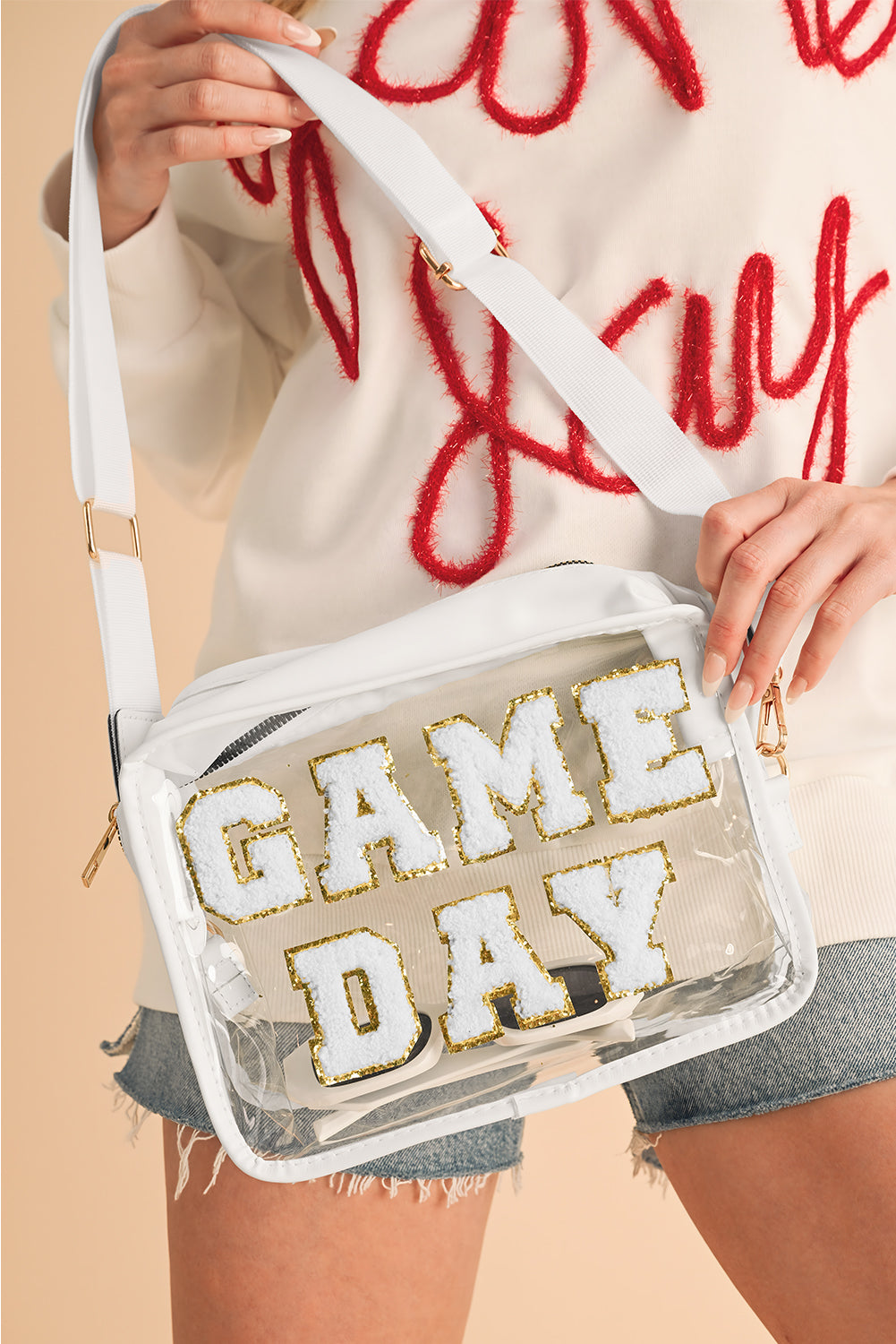Fiery Red Clear PVC GAME DAY Summer Fashion Single Shoulder Bag