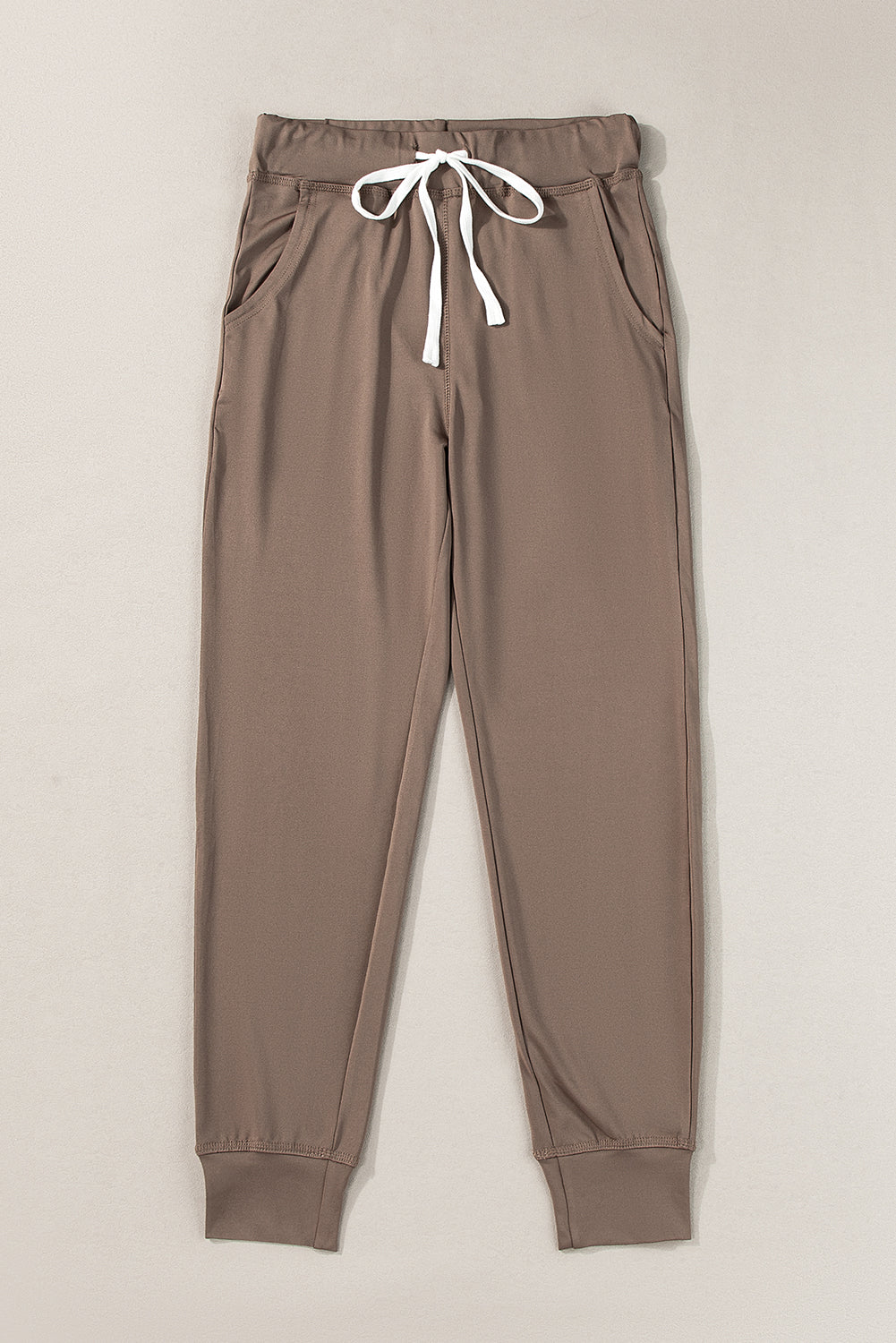 Gray Drawstring Elastic Waistband Pocketed Joggers