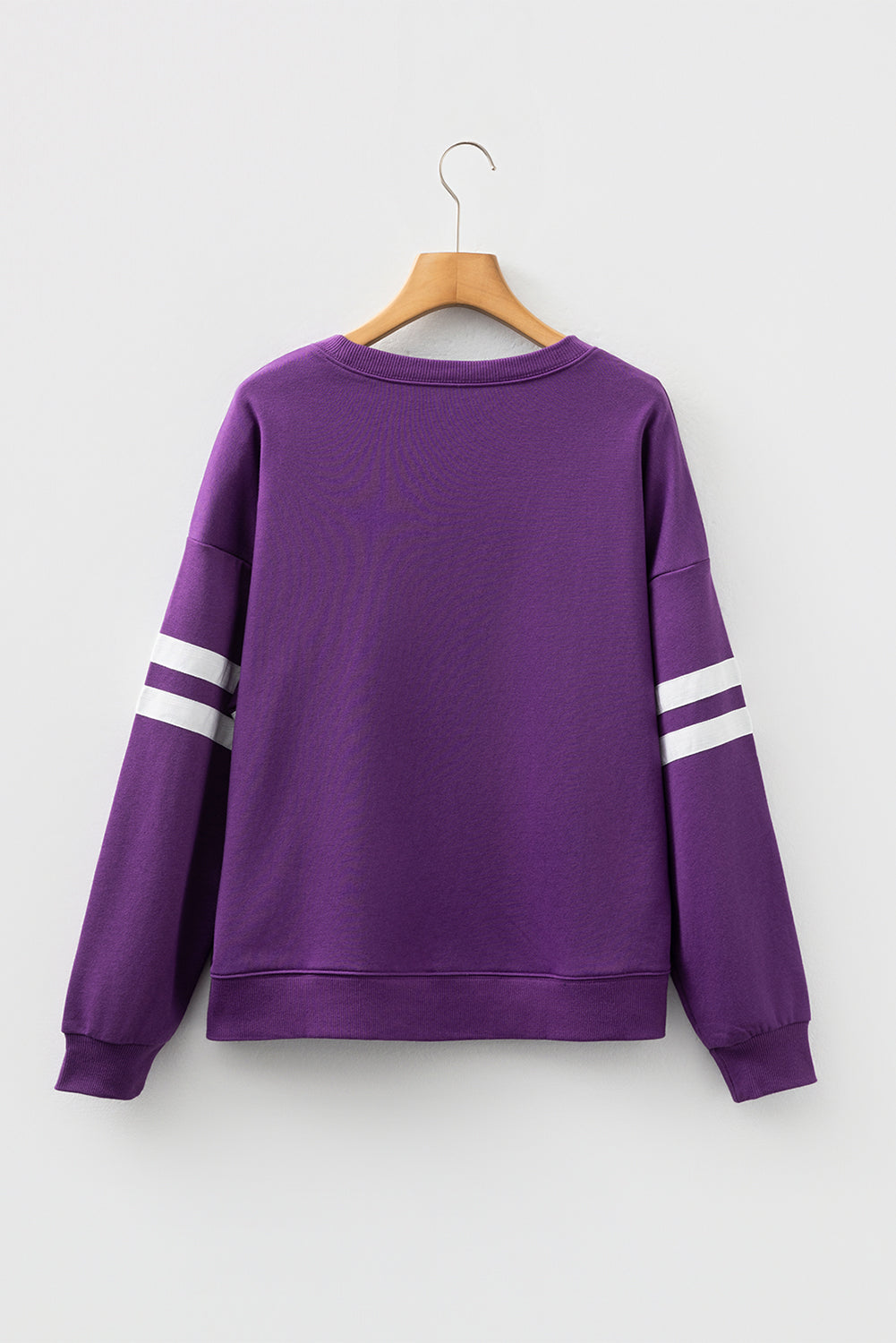 Sky Blue Varsity Striped Detail Drop Shoulder Oversized Sweatshirt