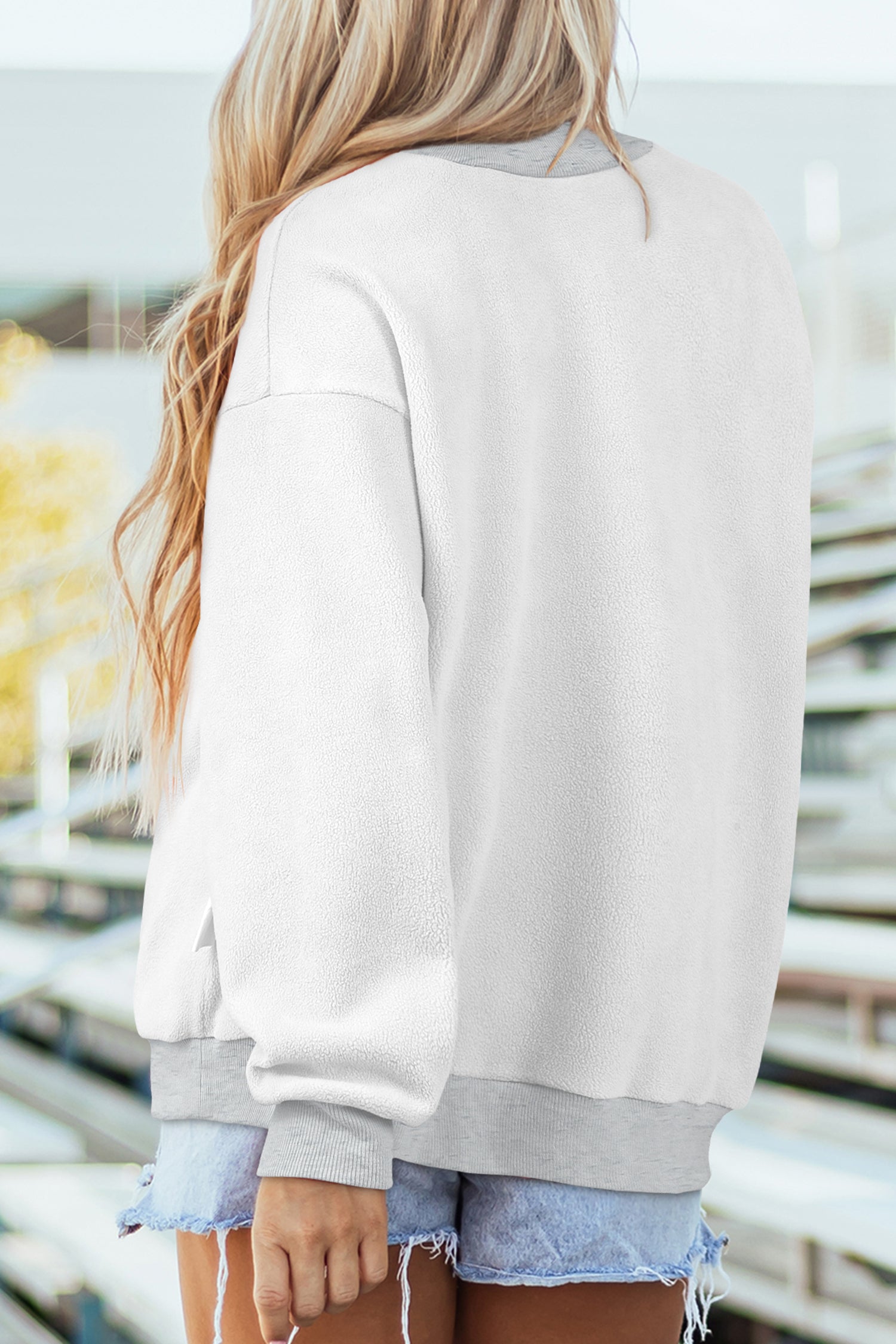 Light Grey MS MISSISSIPPI Double Side Printed Mock Neck Reversible Sweatshirt