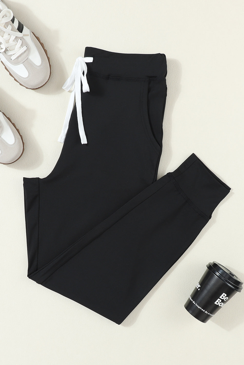 Gray Drawstring Elastic Waistband Pocketed Joggers