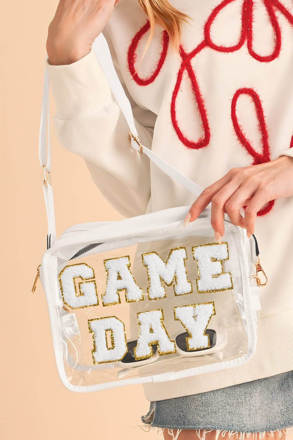 Fiery Red Clear PVC GAME DAY Summer Fashion Single Shoulder Bag